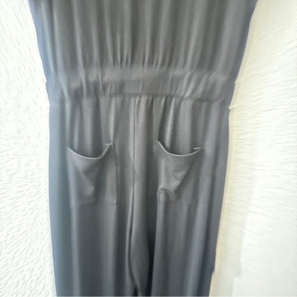 Brigette Brianna M Black Wrinkle-Free Jumpsuit Button-Down Elastic Waist Pockets - Picture 10 of 13